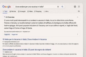 Una SERP nella quale è presente l'AI Overview | Web Napoli Agency